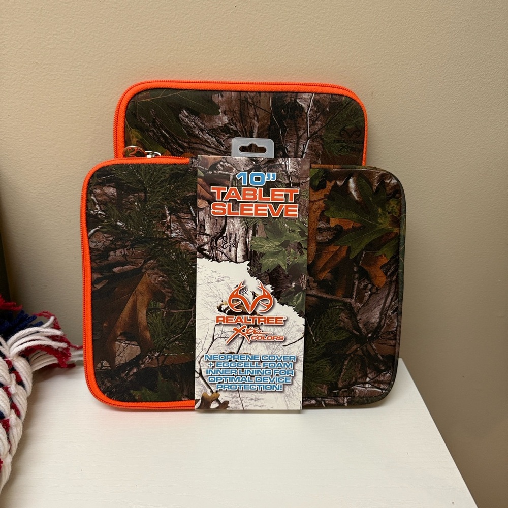 NEW 10" Tablet iPad Sleeve RealTree xtra Camo Neoprene Eggshell Hunter Orange!